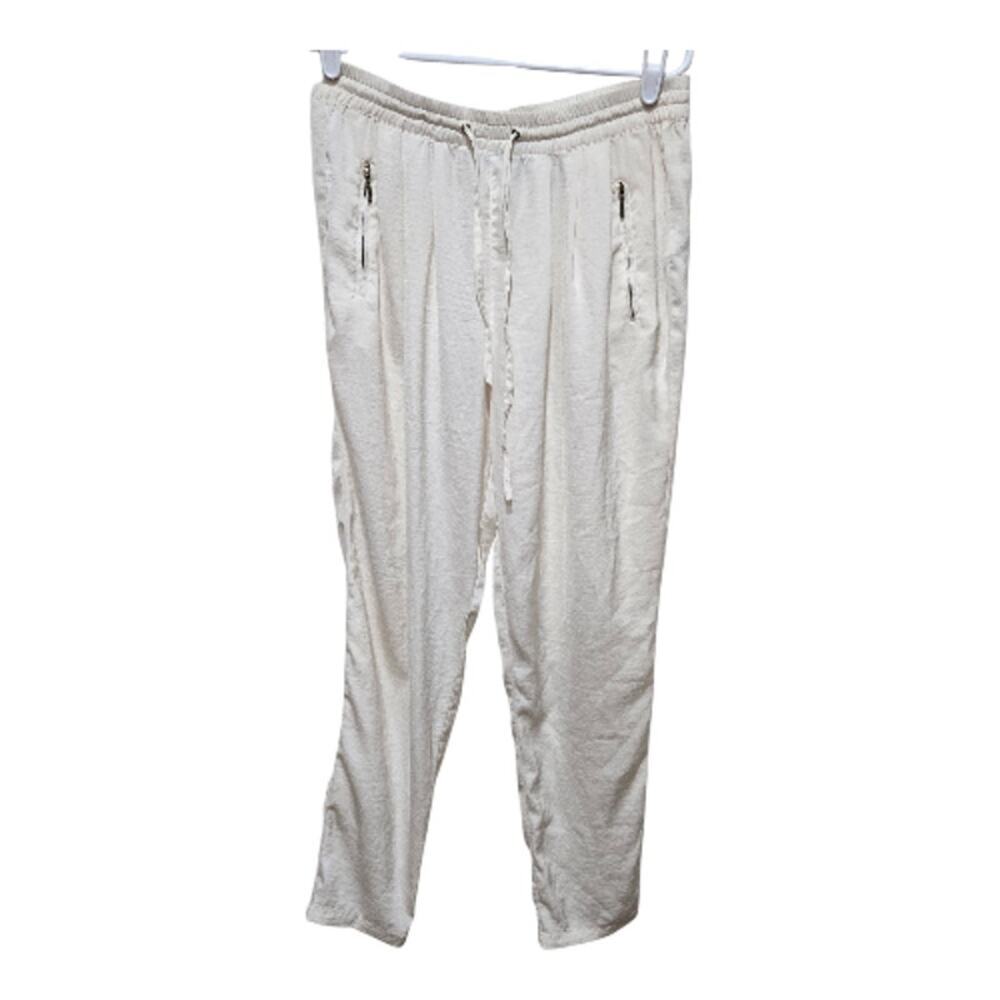 Zara Trafaluc Off White Drawstring Jogger Pants Women’s Medium